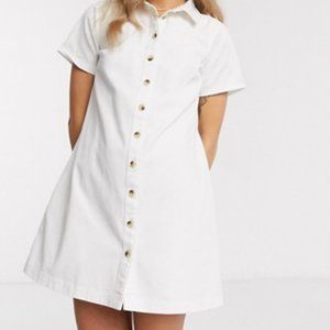 ASOS DESIGN soft denim smock shirt dress in white